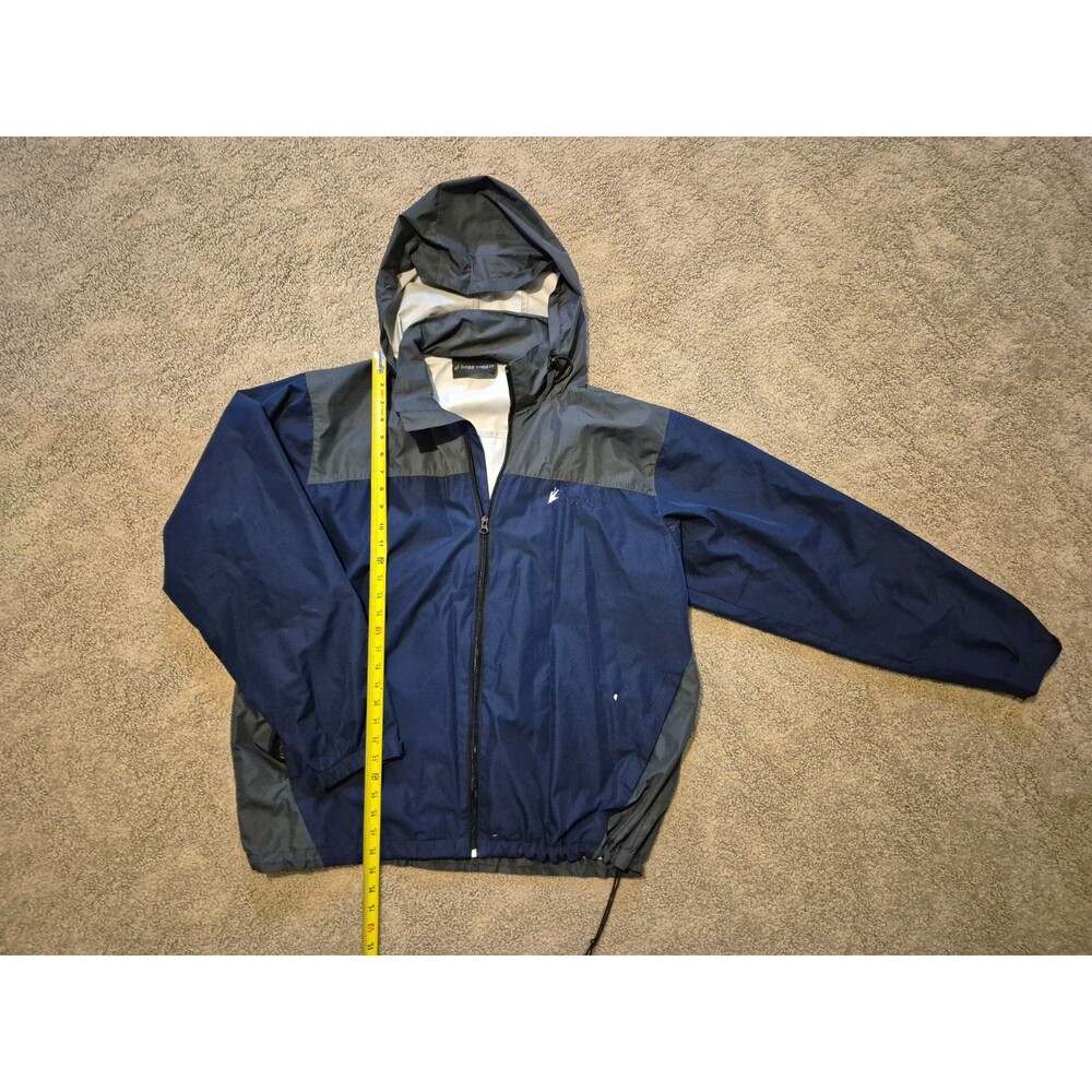 Frogg Toggs Men's Hooded Full-Zip Windbreaker Jacket Blue/Gray Colorblock L
